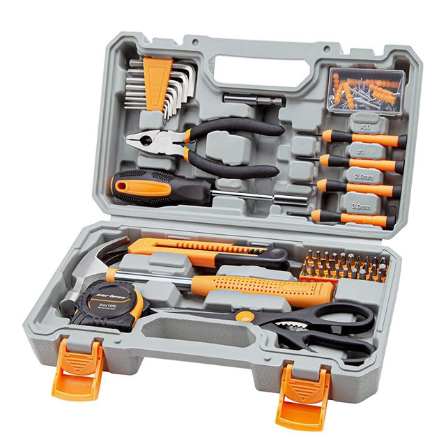 126 Piece Tool Set General Household Hand Tool Kit with Plastic Toolbox Storage Case Orange