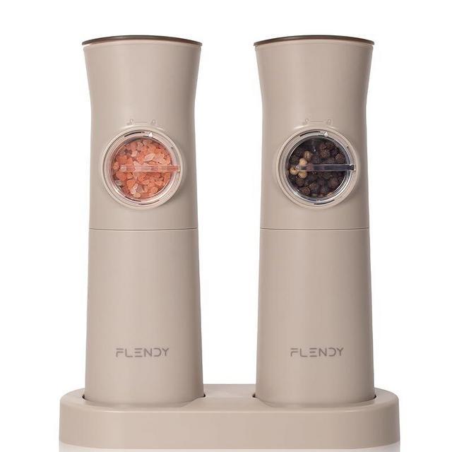 Flendy Gravity Electric Salt and Pepper Grinder Set Rechargeable, Automatic Salt and Pepper Grinder Set with USB C Charging Base, Gravity Salt and Pepper Shakers Set Electric