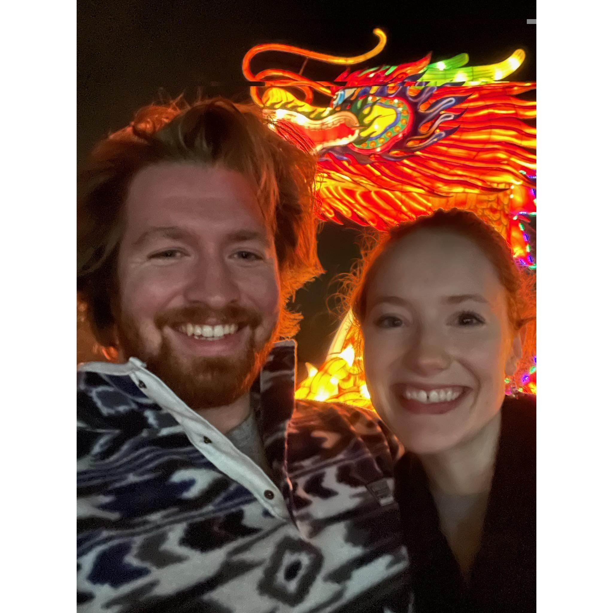 William & Amy at the Sedgwick County Zoo's Wild Lights.