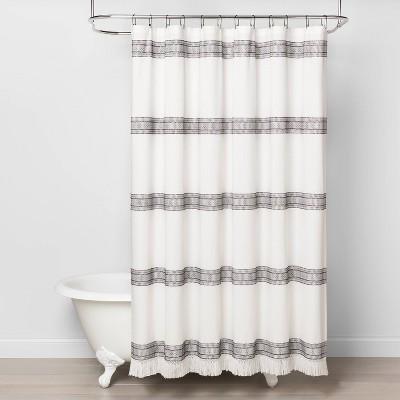Textured Dobby Stripe Shower Curtain Gray - Hearth & Hand™ with Magnolia