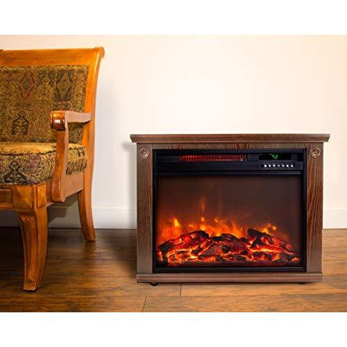 Lifesmart  Large Room Infrared Quartz Fireplace in Burnished Oak Finish w/Remote