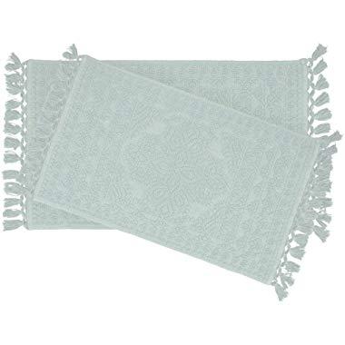 French Connection Bath Rugs, 17 in. x 24 in./20 in. x 34 in, Light Blue