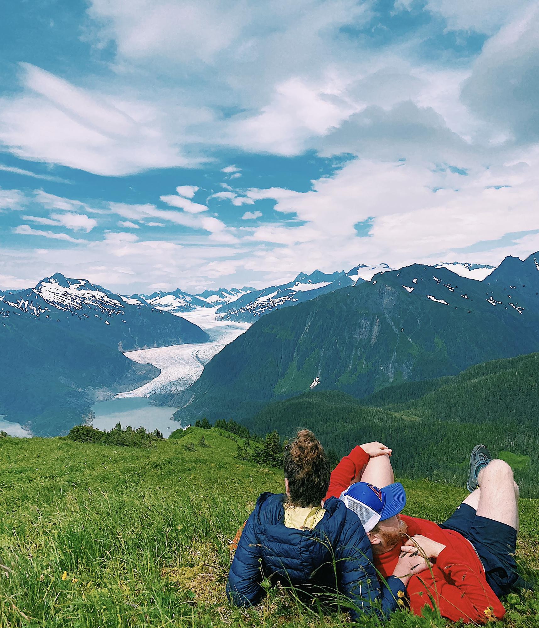 Lounging on top of Thunder Mountain looking at Mendenhall Glacier