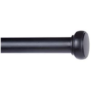 AmazonBasics 1" Curtain Rod with Cap Finials, 72" to 144", Black