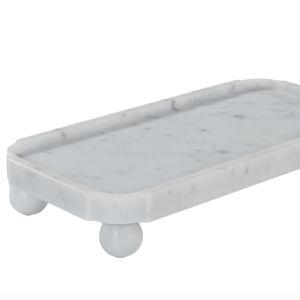 GRAND MARBLE FOOTED TRAY | Bianco Carrara