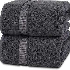 Utopia Towels Luxurious Jumbo Bath Sheet 2 Piece, 600 GSM, 35 by 70 Inches, 100% Ring Spun Cotton, Highly Absorbent and Quick Dry Extra Large Bath Towel, Super Soft Towel, Grey