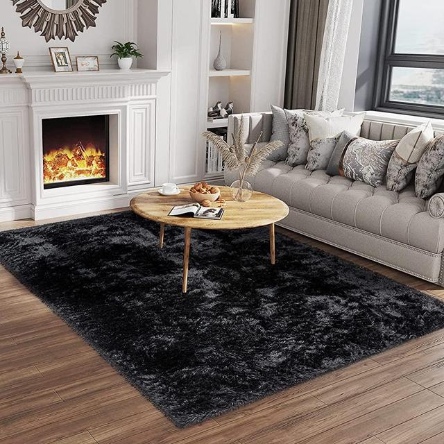 Ophanie Rugs for Living Room 6x9 Black, LargeFluffy Shag Fuzzy Plush Soft Living Room Area Rugs, Floor Shaggy Carpets for Bedroom, Carpet for Kids Boys Girls Dorm Nursery Home Decor Aesthetic
