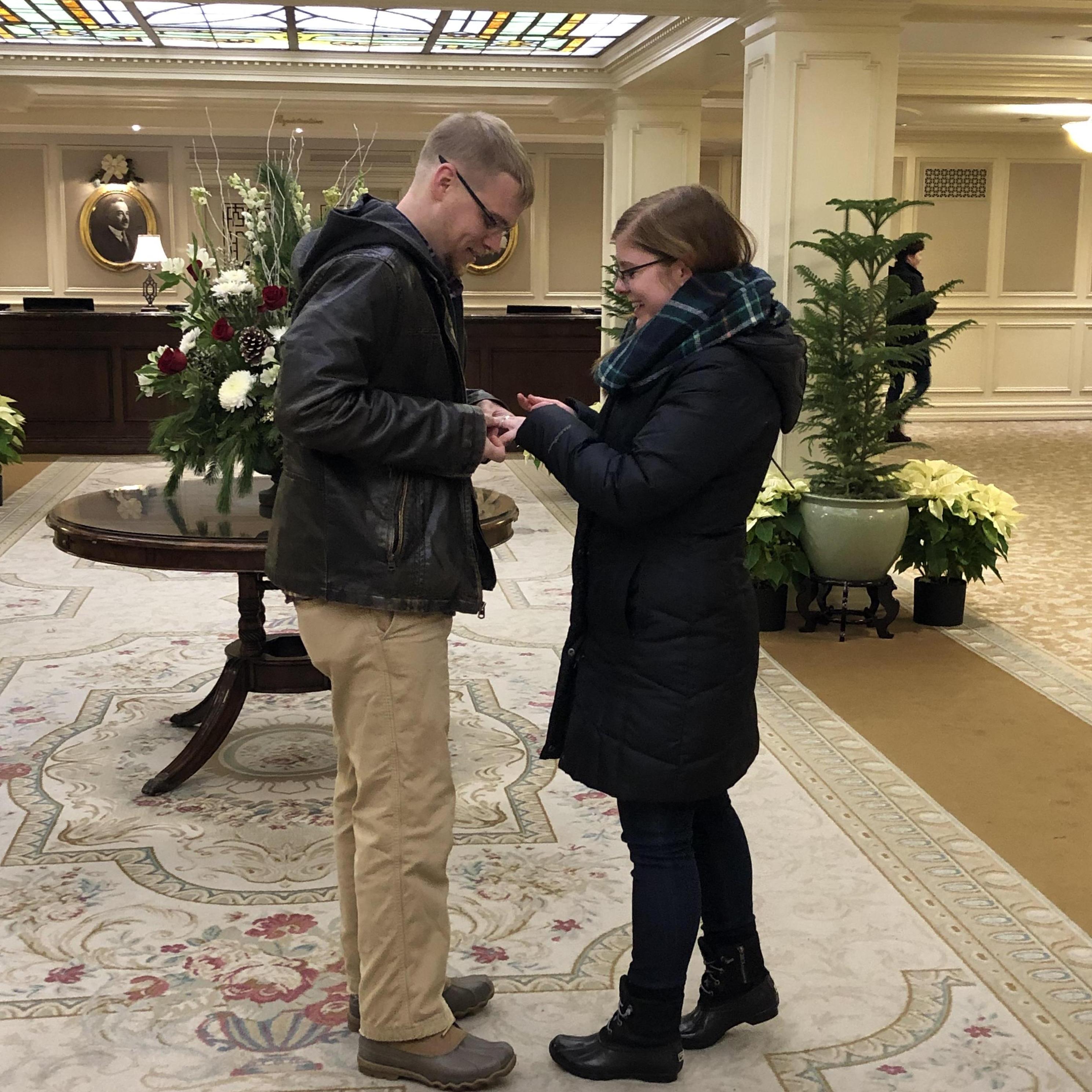 First look at the ring...
At Hotel Hershey... in the lobby