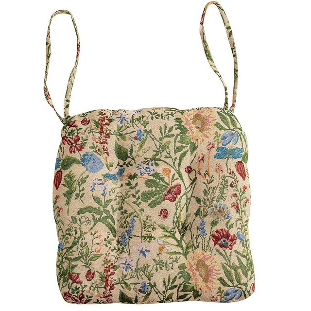 vctops Farmhouse Floral Print Chair Cushions with Ties U-Shaped Soft Comfortable Chair Pads Non Slip Seat Cushions for Indoor Dining Room and Kitchen Chairs (Flower H,18"x18")