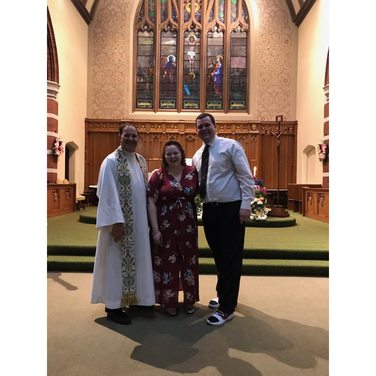 Father Bill in St Leo's Church for our COVID marriage day 4.18.20
