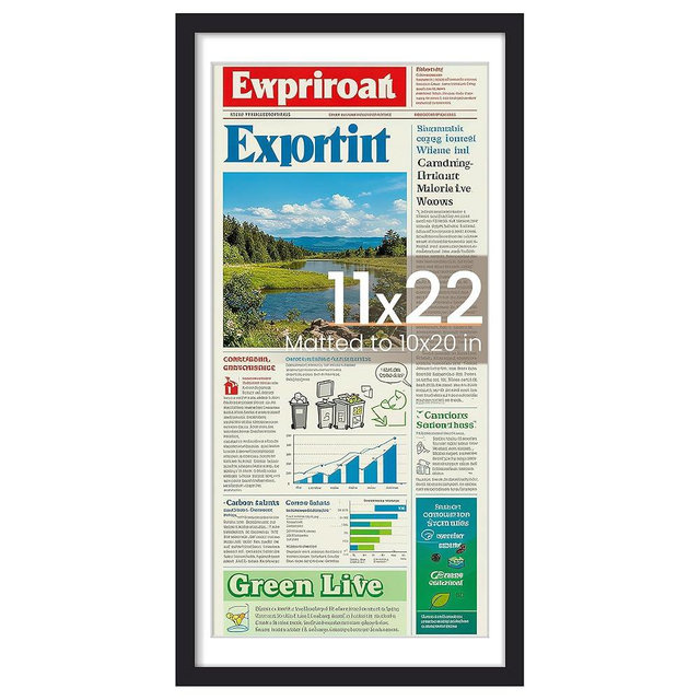 upsimples 11x22 newspaper frame, Display Pictures 10x20 with Mat or 11x22 Without, Wall Hanging Photo Frame, Black, 1 Pack