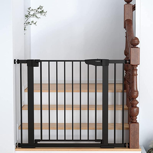 Mom's Choice Awards Winner-Cumbor 29.7"-40.6" Width Auto Close Safety Baby Gate, Durable Extra Wide Dog Gate for Stairs, Doorways, Easy Walk Thru Pet Gate for House, Child Gate Includes 4 Wall Cups