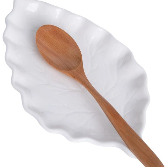 KITCHENLESTAR Ceramic Spoon Rest for Stove Top, 8 x 4.8 Inch Large Spoon Holder for Cooking Utensils, Spatula & Coffee Spoons,Farmhouse Kitchen Décor (White)