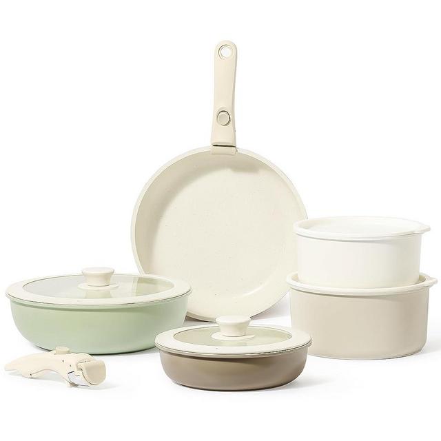 CAROTE 11pcs Pots and Pans Set, Nonstick Kitchen Cookware Sets with Detachable Handles, Induction Cookware, Pans for Cooking, Cooking Pot