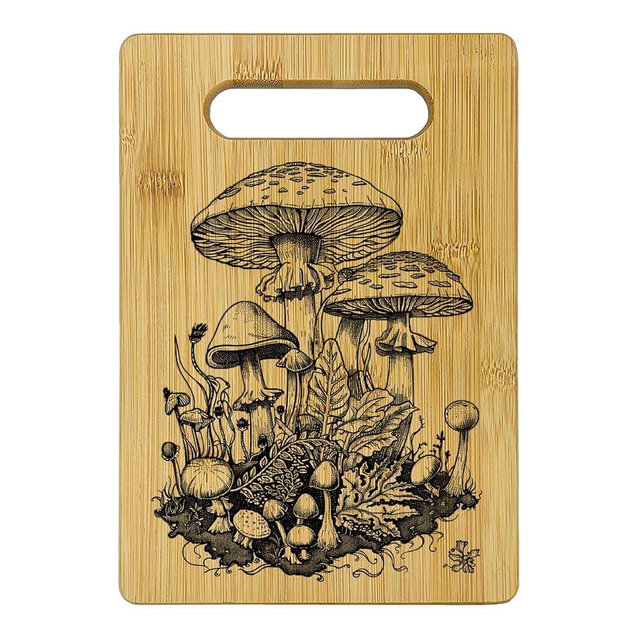 Qeheb Mushroom Cutting Boards for Kitchen, Cottagecore Mushroom Kitchen Decorative Bamboo Cutting Board, Housewarming Gifts