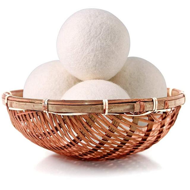 Wool Dryer Balls Organic 4 Pack XL,100% New Zealand Wool Natural Fabric Softener,Chemical Free,Reusable 1000 Loads,Shorten Drying Time & Reduces Wrinkles,Baby Safe & Hypoallergenic (4 Pack, White)