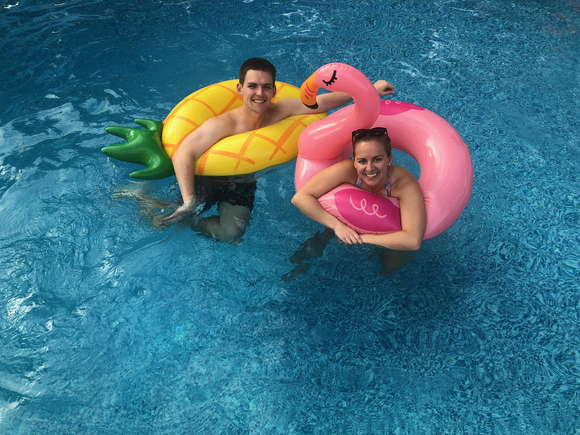 Pool time at Jim's aunt and uncle's house in Minnesota!