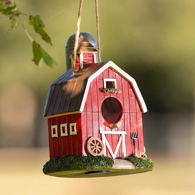 VP Home Red Barn Decorative Hand-Painted Birdhouse