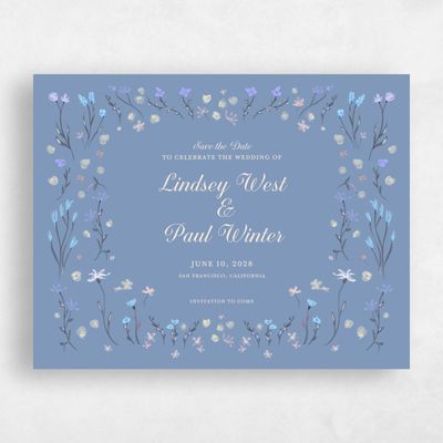 Denim Blue Wedding Save the Date - Harebell Landscape