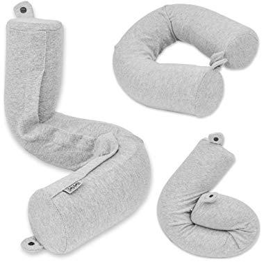 Twist Memory Foam Travel Pillow for Neck, Chin, Lumbar and Leg Support - For Traveling on Airplane, Bus, Train or at Home - Best for Side, Stomach and Back Sleepers - Adjustable, Bendable Roll Pillow