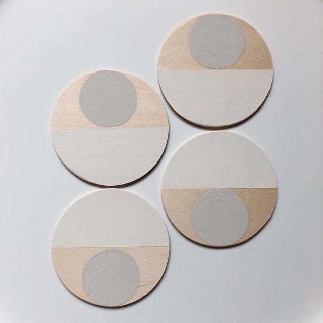 Moonrise Wood Coasters, Gray, Set of 4