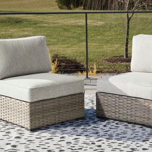 Calworth Outdoor Armless Chair with Cushion (Set of 2) | Ashley