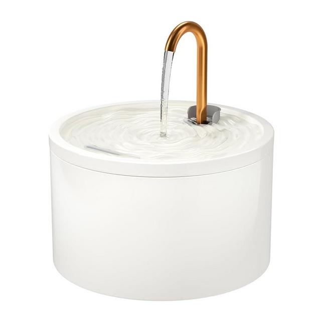 DOOOB Ceramic Cat Water Fountain, 2.1L/71oz Ceramic Cat Fountain, Automatic Ceramic Water Fountain for Cats, Pet Water Fountain with Ultra-Quiet Pump and Filter & Sponge (White)