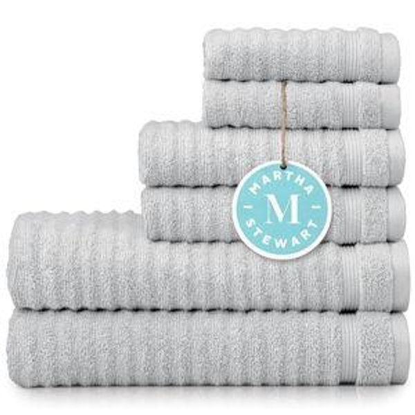 MARTHA STEWART 100% Cotton Bath Towels Set Of 6 Piece