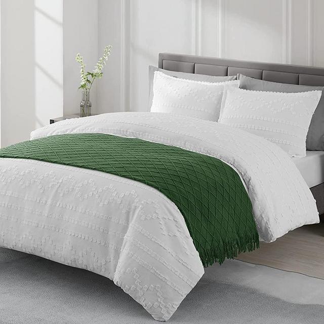 BOURINA Throw Blanket Textured Solid Soft Sofa Throw Couch Cover Knitted Decorative Blanket,50"x90" Green