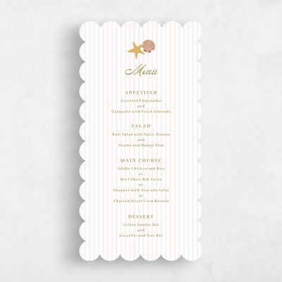 Green Scalloped Wedding Menu - Marquesas