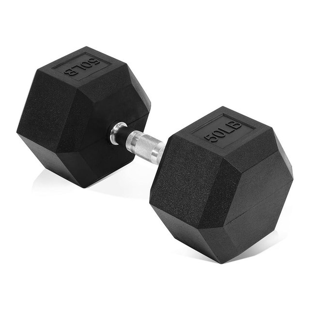 Fitvids Hex Dumbbells Rubber Coated Hand Weights for Exercises and Fitness, 10-50LB Option