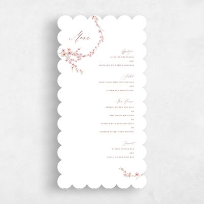 White Scalloped Wedding Menu - Sakura