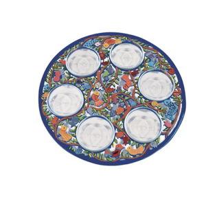Hand-Painted Aluminum Birds Seder Plate by Yair Emanuel