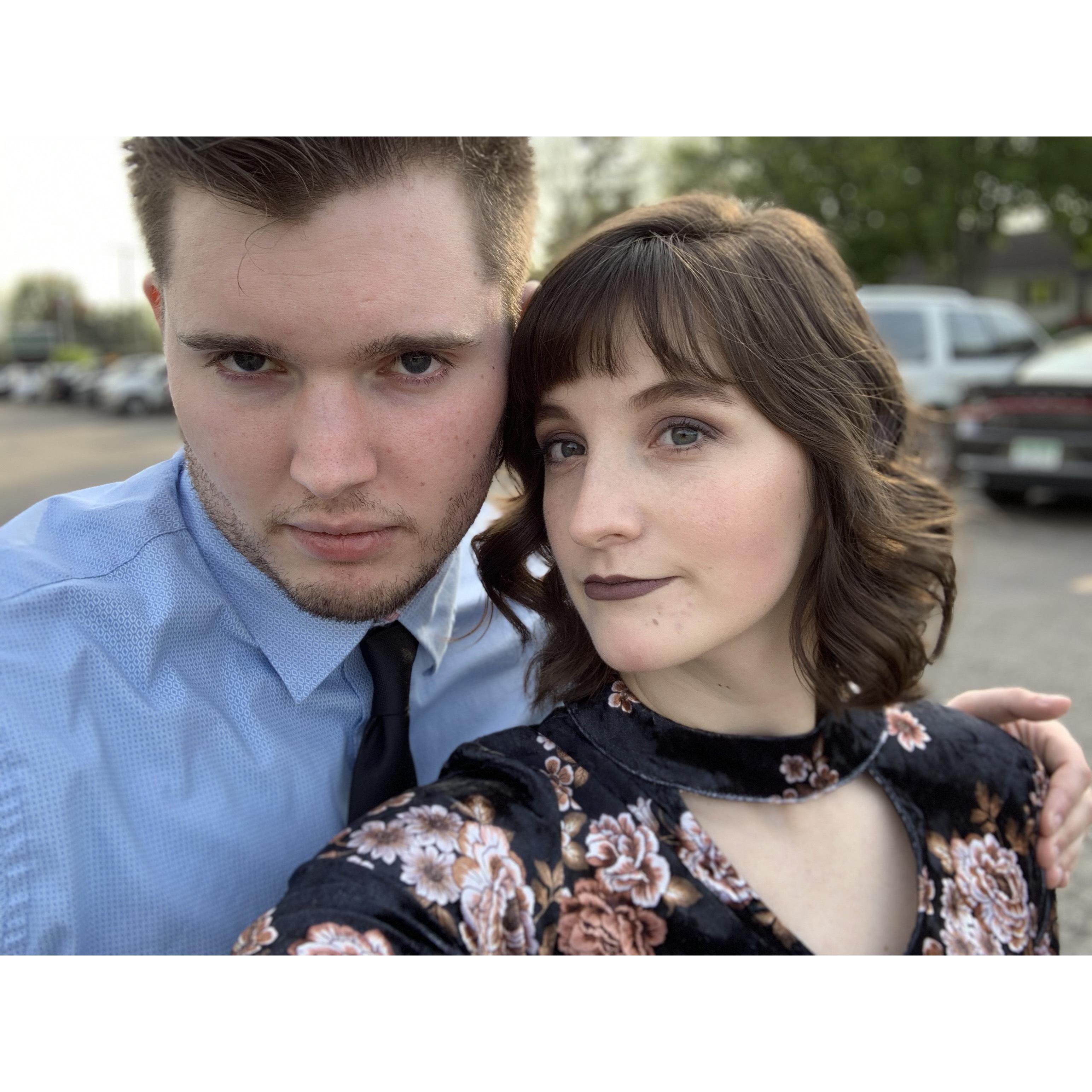 Both us looking quite dapper before Mia and Matt's wedding. Jacob is giving a really strong smolder.