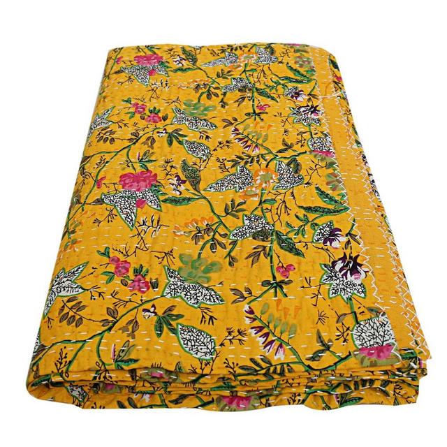 Kantha Coverlet, Indian Vintage Bedspread, Kantha Comforter, Living Room Decor Kantha Quilt, Bed Quilt, Handmade Bedding Throw Quilt