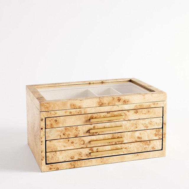 Stella Jewelry Box, Large - Light Burlwood