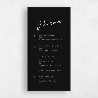 Black Wedding Menu - Gemma