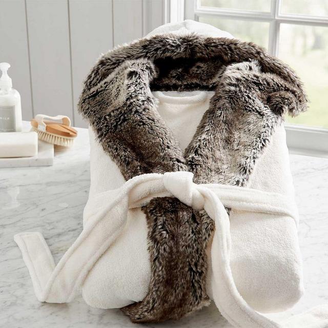 Gray Ombre Faux Fur Robe, Medium, Gray Ombre