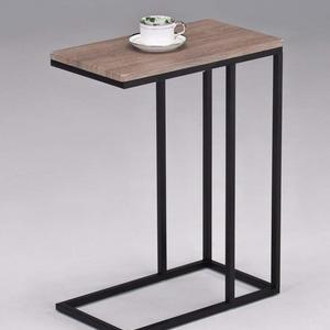 Reclaimed Wood Look Finish Chrome Snack Side End Table
