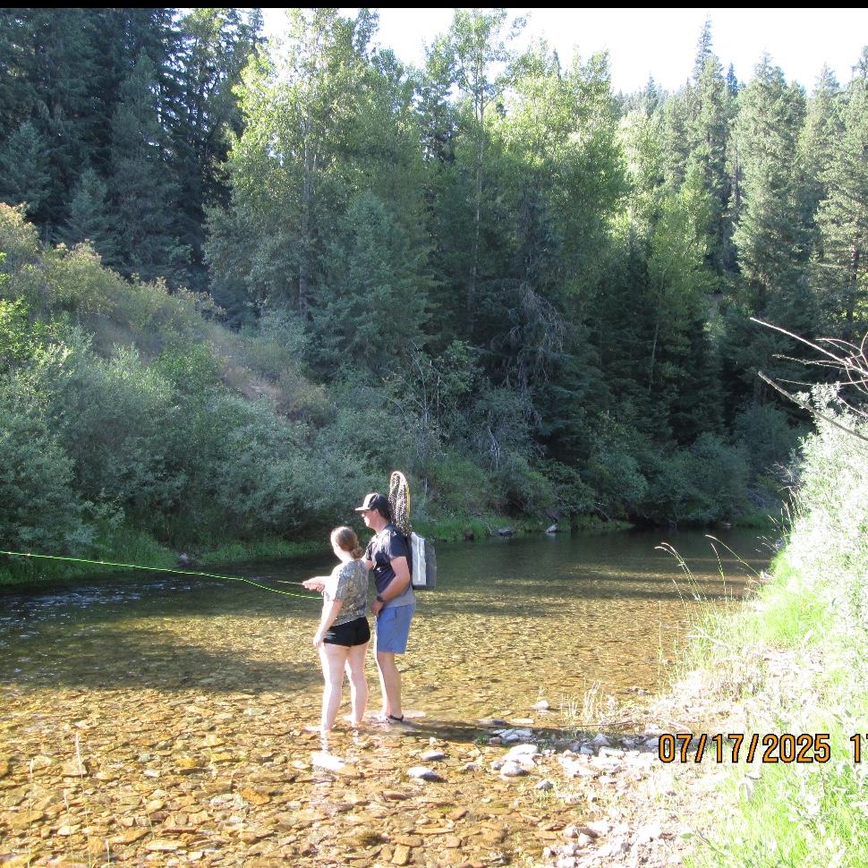 Teaching Kaylee to fly fish!