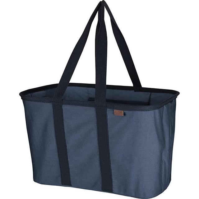 CleverMade Canvas Tote Bag - Reusable Collapsible Basket, Durable Heavy Duty LUXE Grocery Shopping Bag, Blue Skies