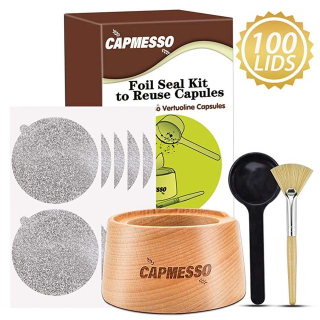 CAPMESSO Aluminum Foil Seals Kit to Reuse Refillable Nespresso Vertuoline Capsules, Vertuoline Pods (Complete Seal Kit+100pcs Lids)