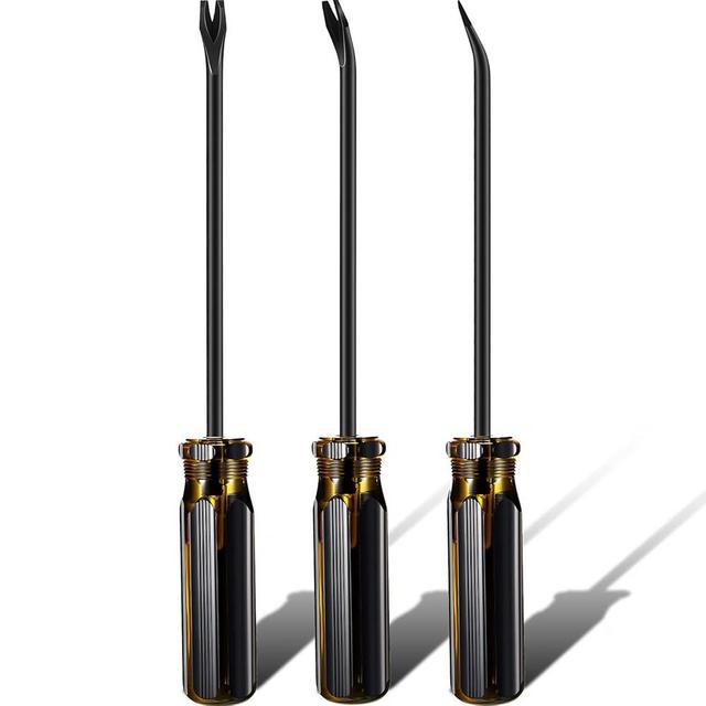 Mudder 3 Packs Tack Lifter 3 mm U Tip Nail Staple Rivet Tack Puller Screwdriver Upholstery Staple Remover Tool for Furniture (Yellow, Black)