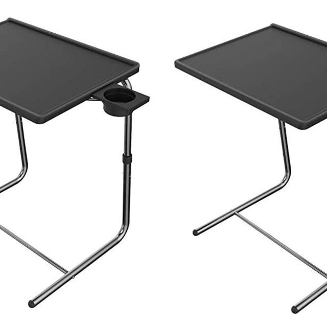 Adjustable TV Tray Table - TV Dinner Tray on Bed & Sofa, Comfortable Folding Table with 6 Height & 3 Tilt Angle Adjustments by HUANUO (2 pack)