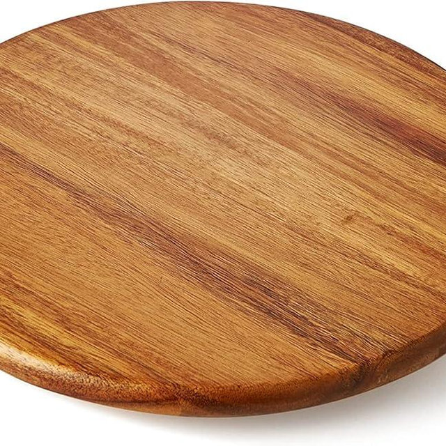 Acacia Wood Lazy Susan Wood Turntable Tray Cabinet Organizer, 18"