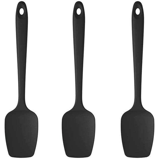 U-Taste Silicone Spoon Spatula Set, 600ºF High Heat Resistant BPA-Free Flexible Rubber Scraper, Cooking Mixing Baking Kitchen Utensils Set of 3 (Black)
