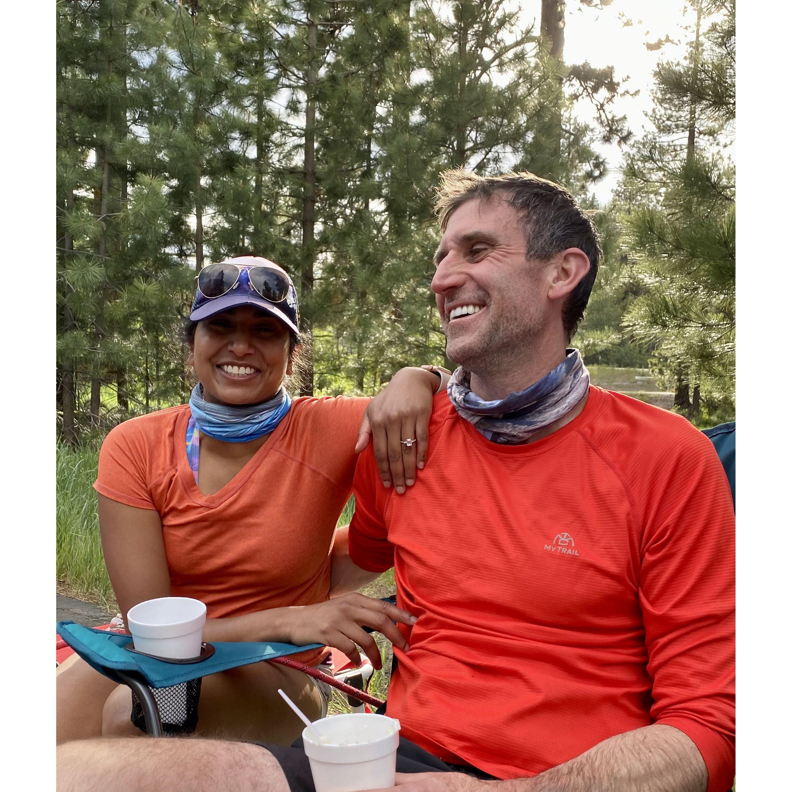 Just after our engagement on mile 170 of the Tahoe 200!