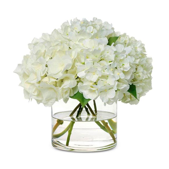 Diane James Home White Hydrangea in Glass Cylinder