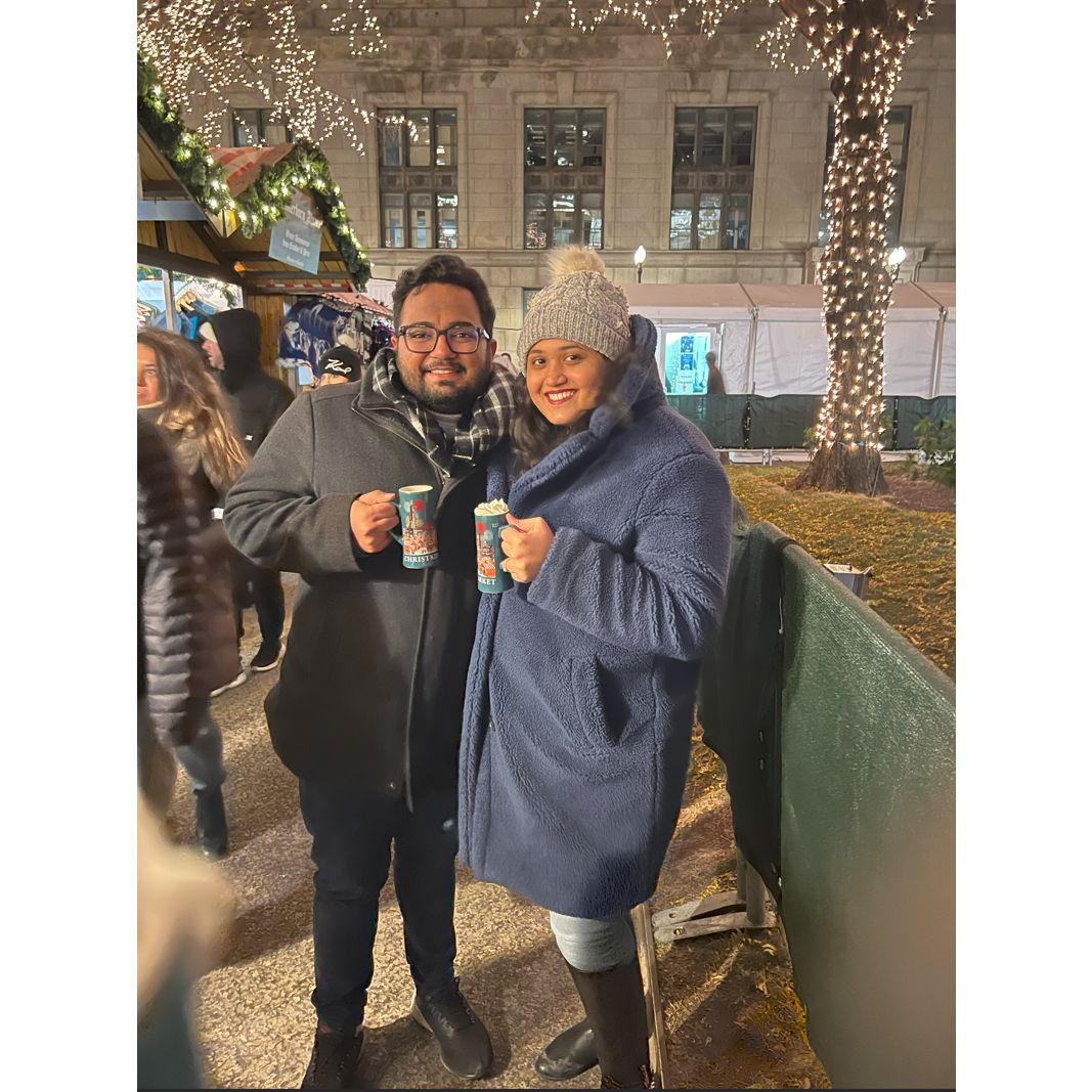 First time at Christkindlmarkt, where we learned a $15 hot chocolate tastes suspiciously close to a $4 one!