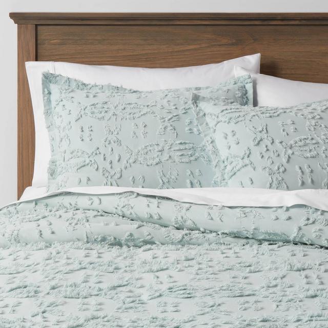 King Clipped Chenille Duvet Cover & Sham Set Light Aqua - Threshold™
